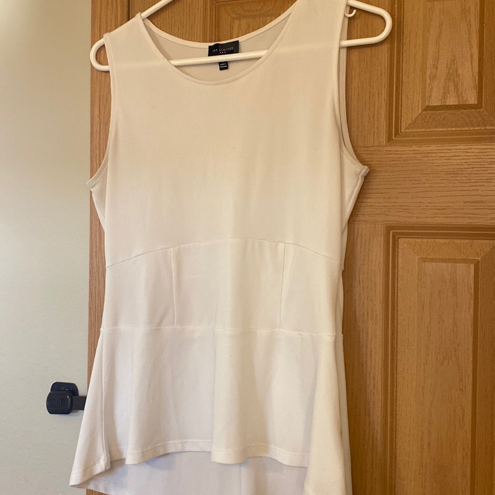 The Limited ivory high low peplum tank